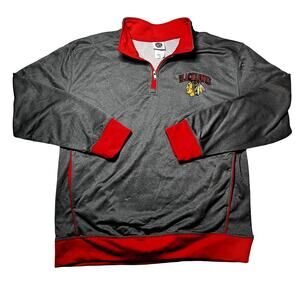 Chicago Blackhawks NHL Gray/Red 1/4 Zip Pullover LG/XL